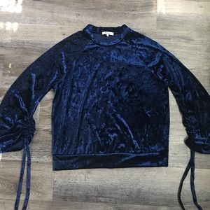 RO & DE Velvet Blue Sweater Drawstring Sleeves